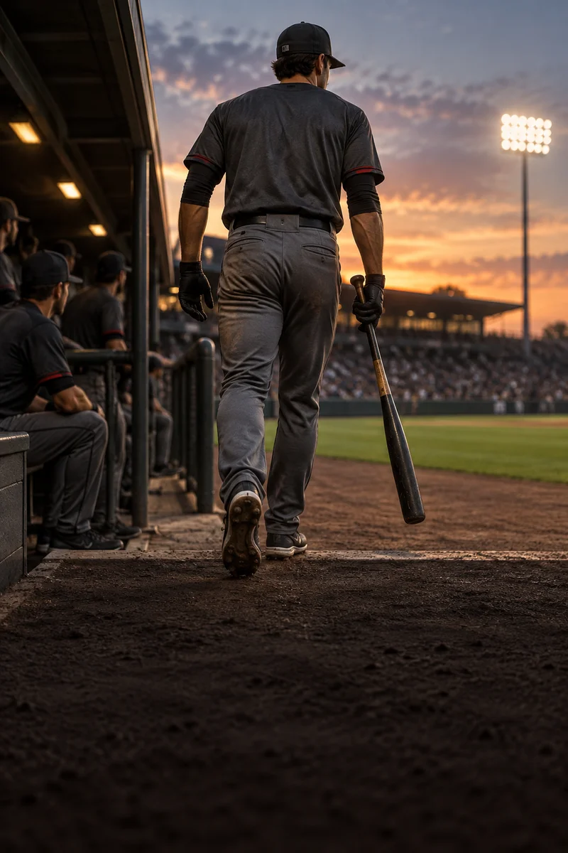 Baseball player preparing for a club game